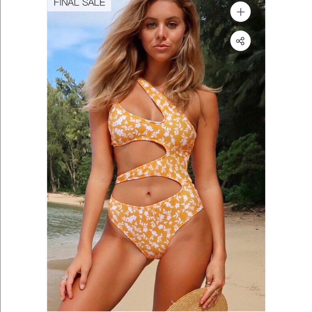 Cupshe Orange Floral One Piece Swimsuit